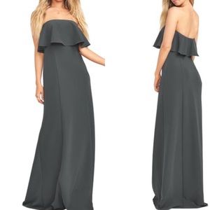 Show Me Your Mumu Monaco Ruffle Gown Charcoal NWT Size M